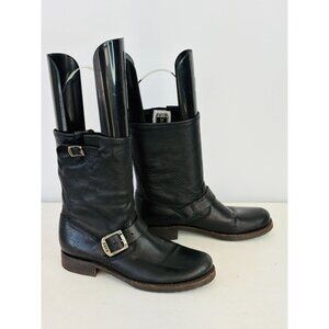 Frye Veronica Black Leather Moto Boots Women's Sz 8